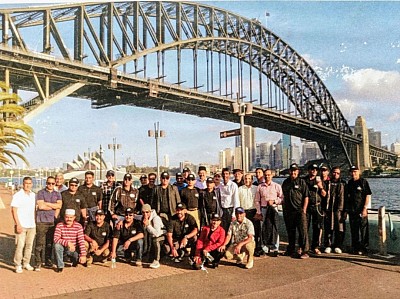 Second on the right stood Sultan Hakim, with his New Zealand friends, at Habbour Bridge, Sydney, Australia.